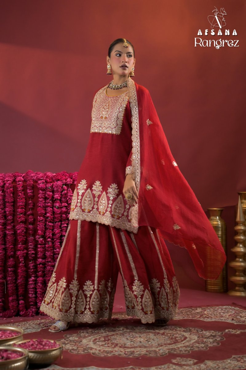 Rangrez By Afsana Rose Gold Crush Readymade Suits 